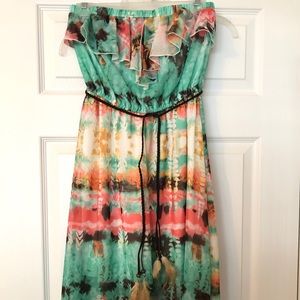 High-low Multi-color Strapless Dress